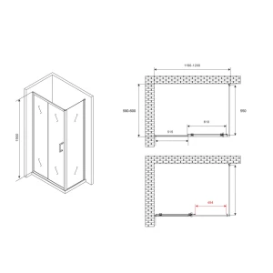 Душевой уголок Abber Schwarzer Diamant 120х60 AG30120B5-S60B5